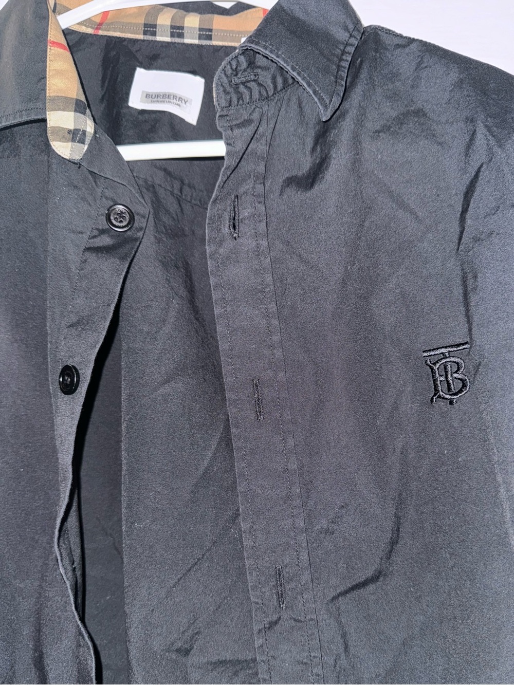 Burberry Black Button-Up Shirt with Classic Nova Check - Picture 4 of 7